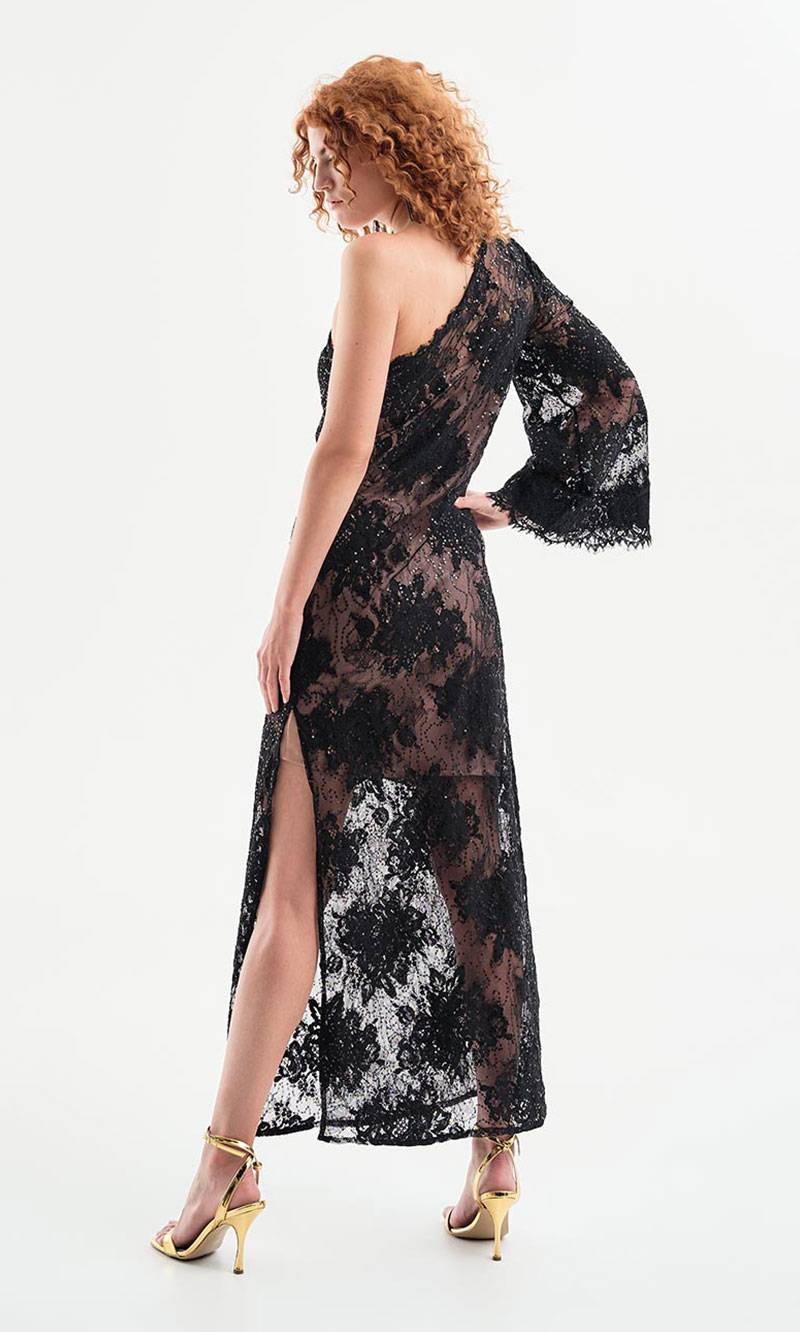 slim fit dress slacks Black Lace High-Low Dress with Romantic Gothic Frills main image 0