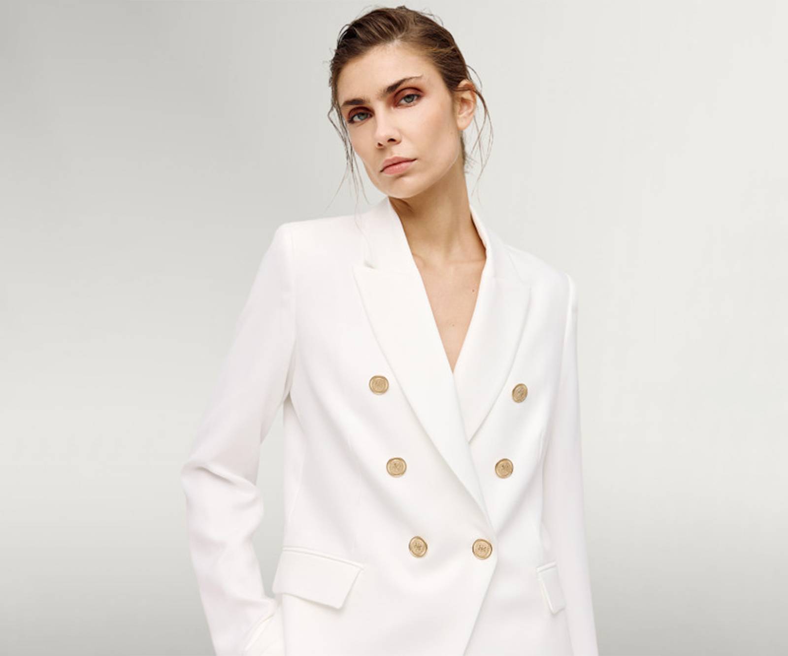 Double-breasted blazer with metallic buttons in off-white in Cork near Limerick