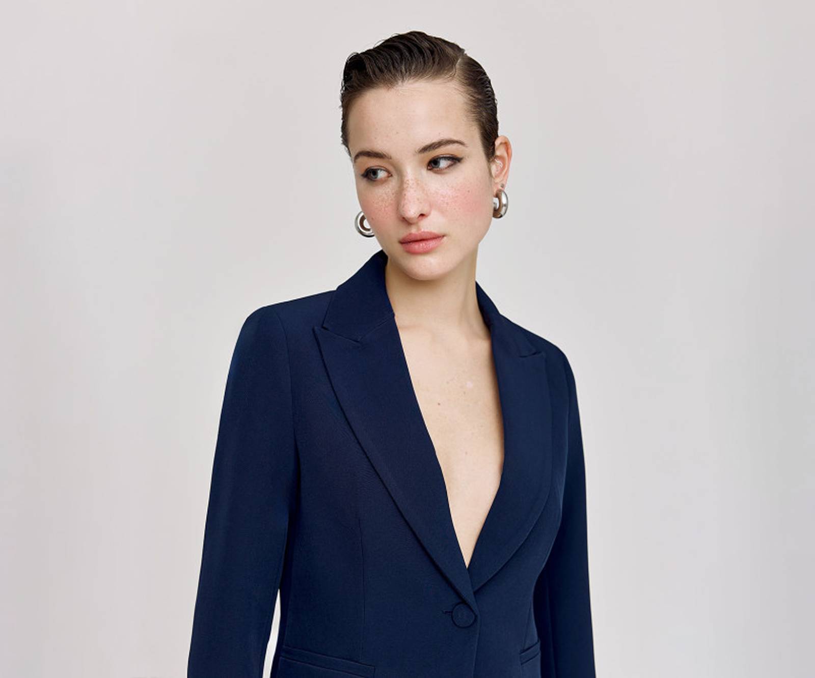 Tailored, single-button blazer in navy blue in Cardiff, Wales
