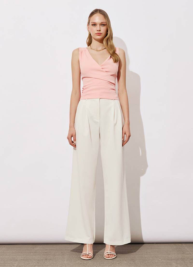 Sleeveless wrap top in pink in Copenhagen, Denmark