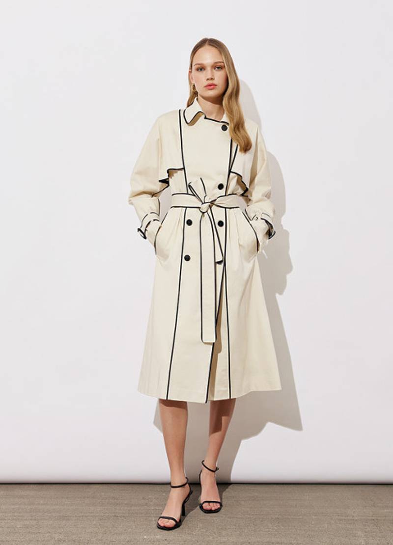 Double-breasted trench coat with contrasting details in beige in Luxembourg
