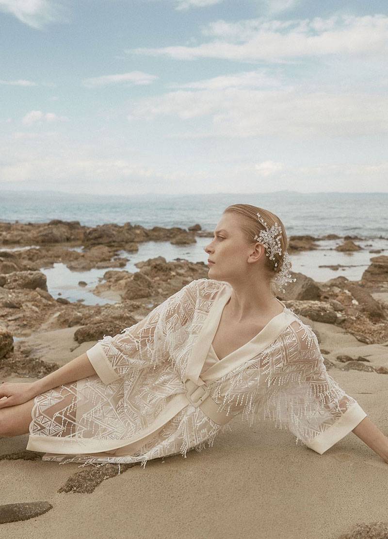 Sequined Kimono Dress with refined details for Bridal Wear in London