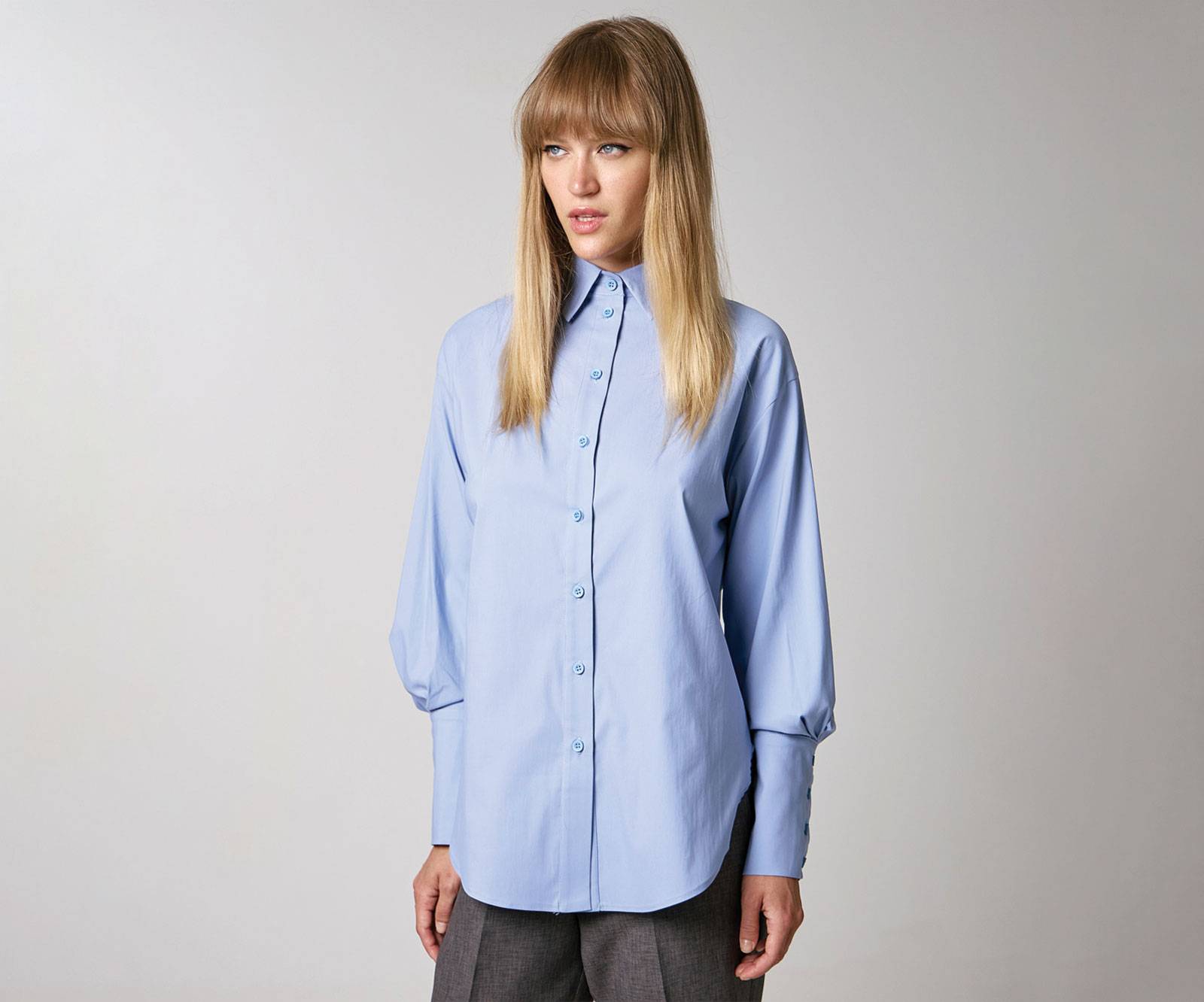 Shirt in a loose fit with wide cuffs in light blue in Dublin, Ireland