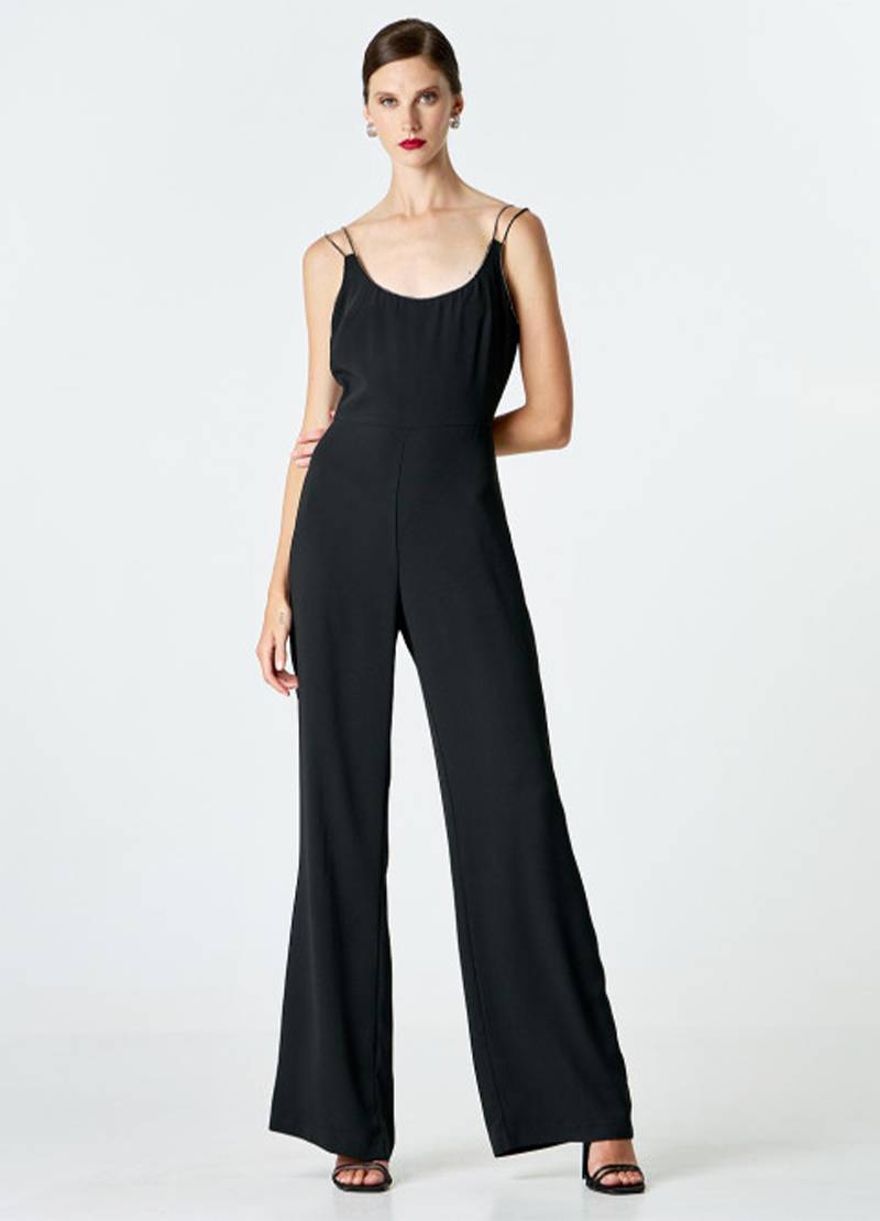 Sleeveless jumpsuit with rhinestone details in black in Dublin, Ireland