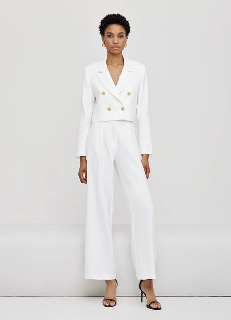 Wide-leg pants with pleats in blue in Brussels, Belgium